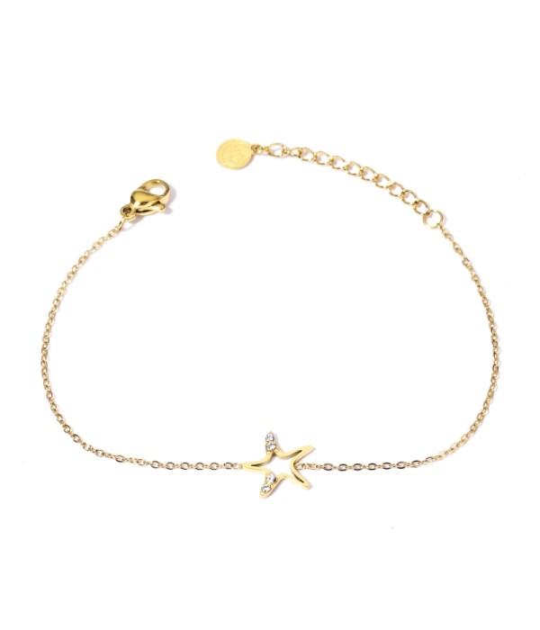 Pulsera dorada con estrella y detalles en circonitas