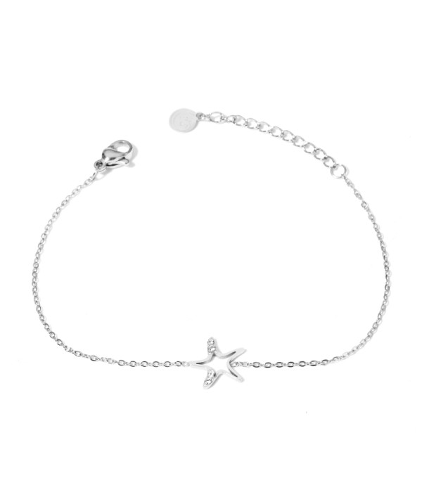 Pulsera plateada con estrella y detalles en circonitas