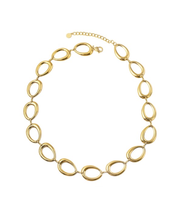 Collar dorado de eslabones ovalados irregulares