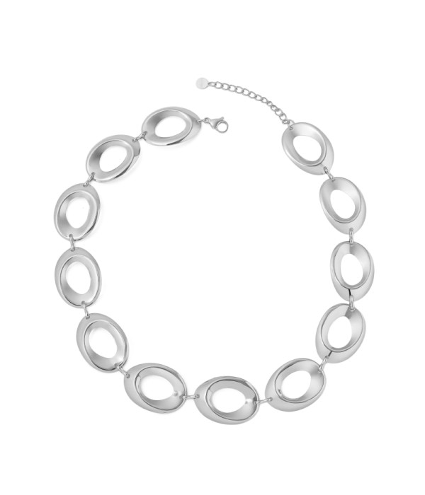 Collar plateado de eslabones ovalados grandes