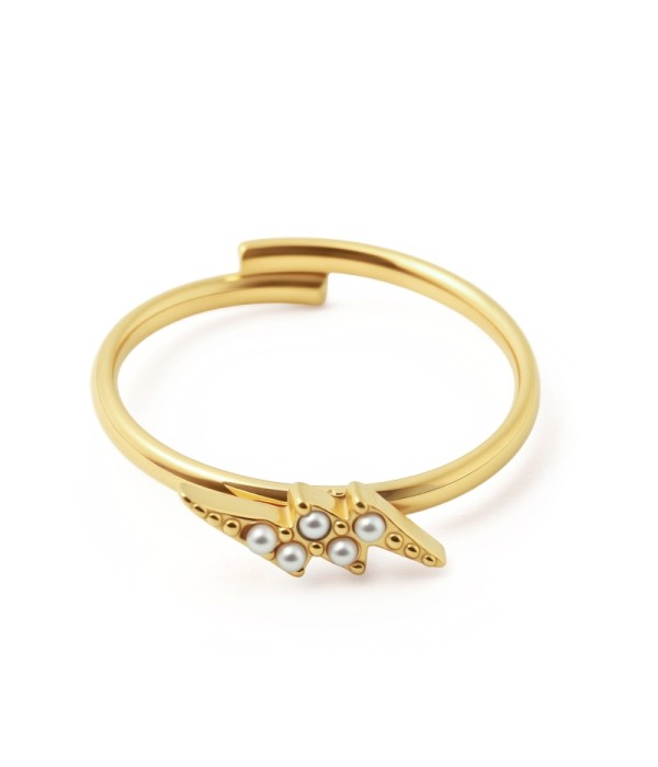 Anillo con rayo y perlas incrustadas