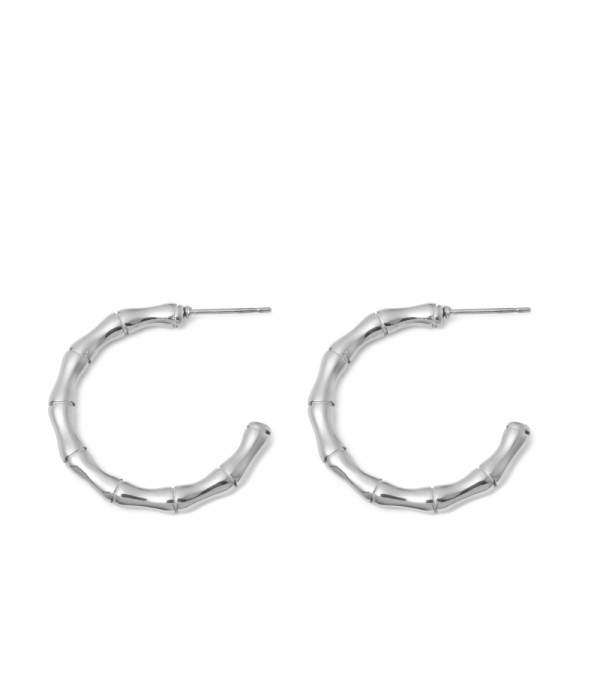 Pendientes de aro con diseño bambú(30mm)