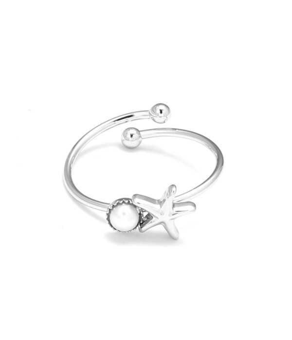 Anillo con perla y estrella de mar 2