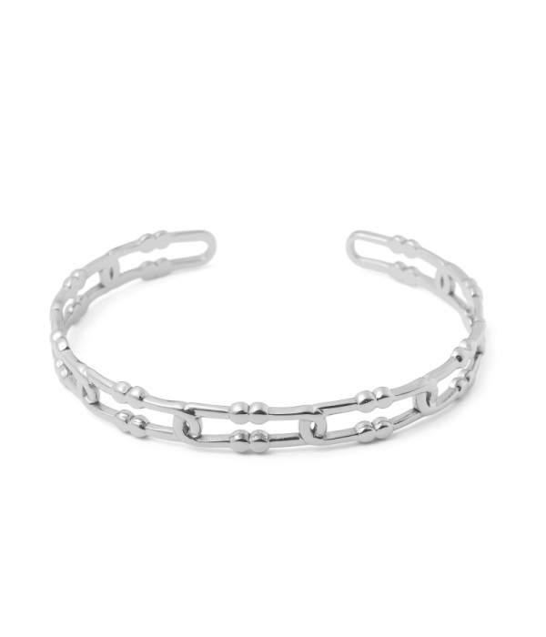 Pulsera plateada con diseño doble cadena