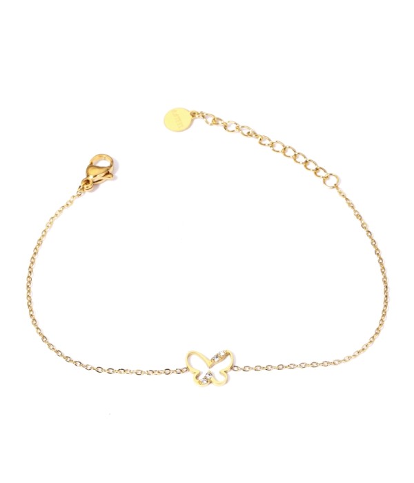 Pulsera dorada con mariposa y detalles en circonitas
