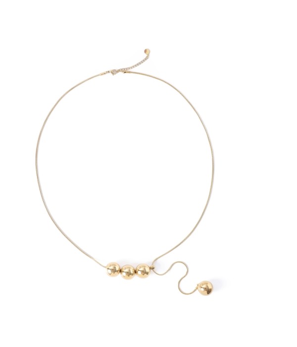 Collar largo dorado con bolas