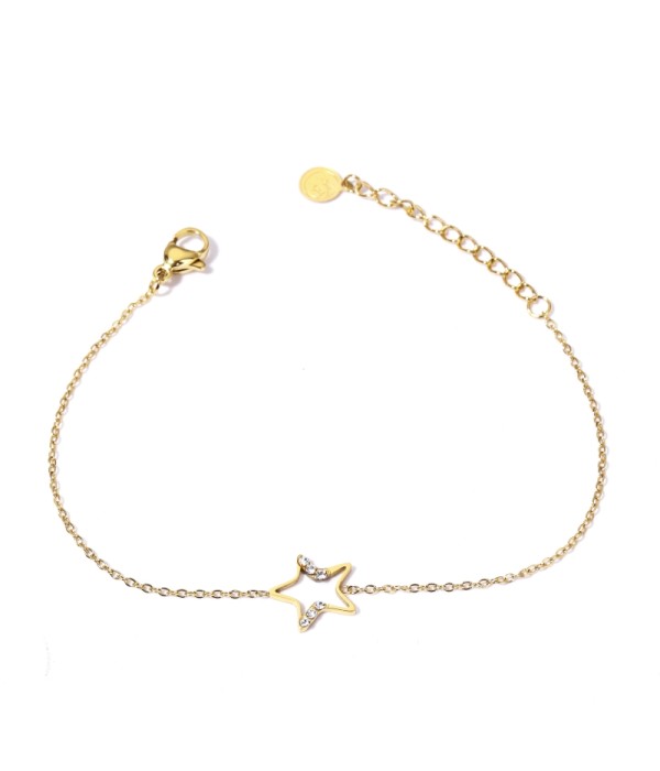Pulsera dorada con estrella y detalles en circonitas