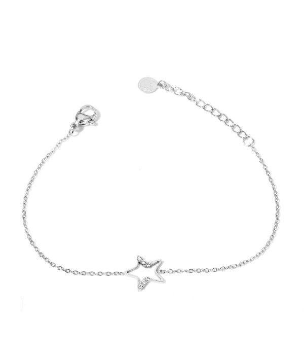 Pulsera plateada con estrella y detalles en circonitas