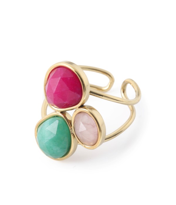 Anillo dorado con jade tricolor