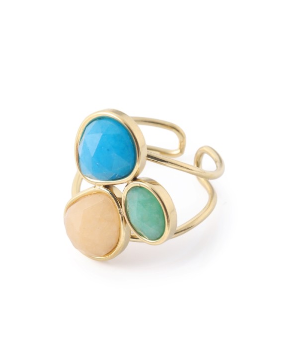 Anillo dorado con jade tricolor 2