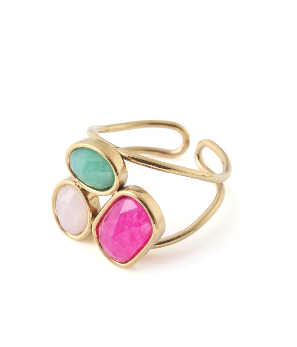 Anillo dorado con jade tricolor
