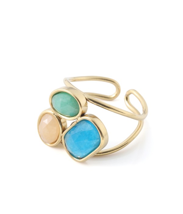Anillo dorado con jade tricolor
