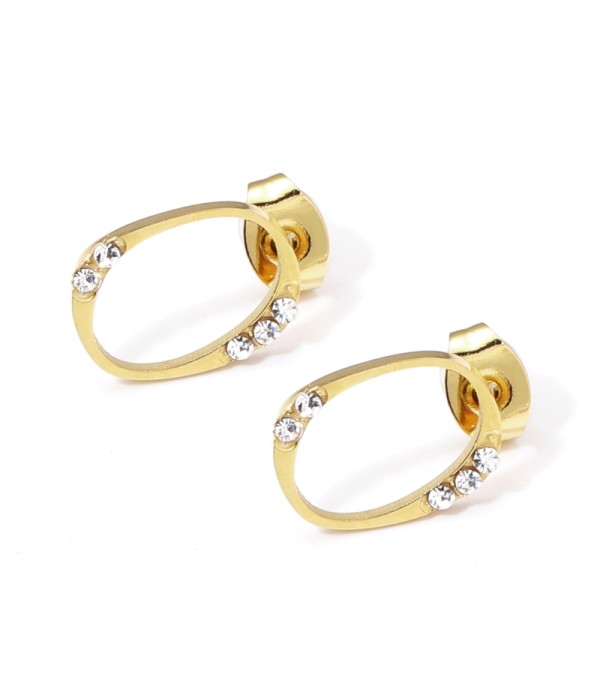 Pendientes dorados con óvalo y detalles en circonitas