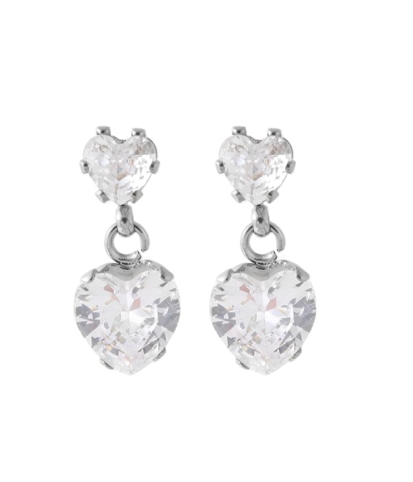 Pendientes de dos corazones brillantes 2
