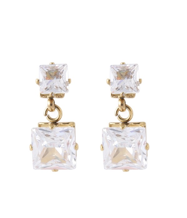 Pendientes de dos cuadrados brillantes