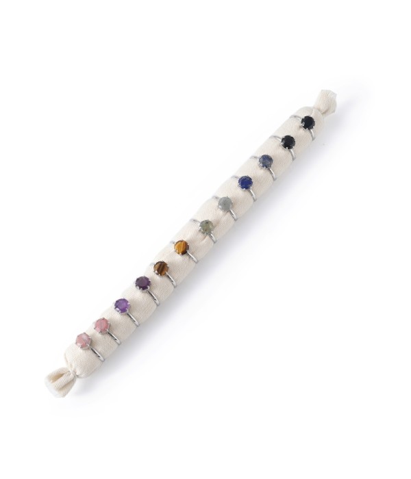 Conjunto de 12 anillos con piedras multicolores...