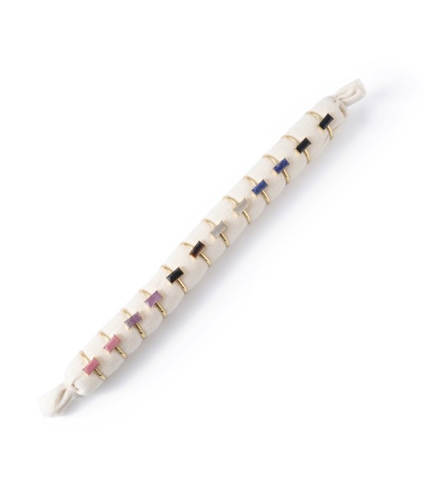 Conjunto de 12 anillos con piedras multicolores en forma de rectángulo(4x8mm)