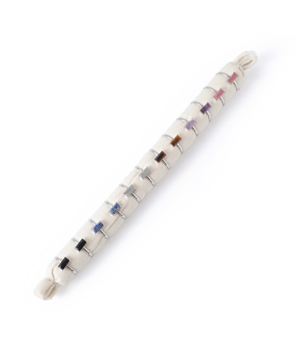 Conjunto de 12 anillos con piedras multicolores en forma...