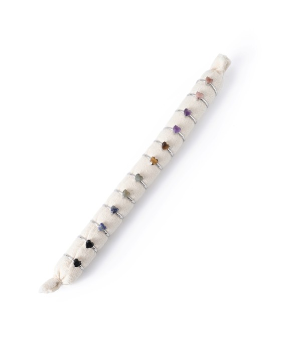 Conjunto de 12 anillos con piedras multicolores en forma de corazón(7x7mm)