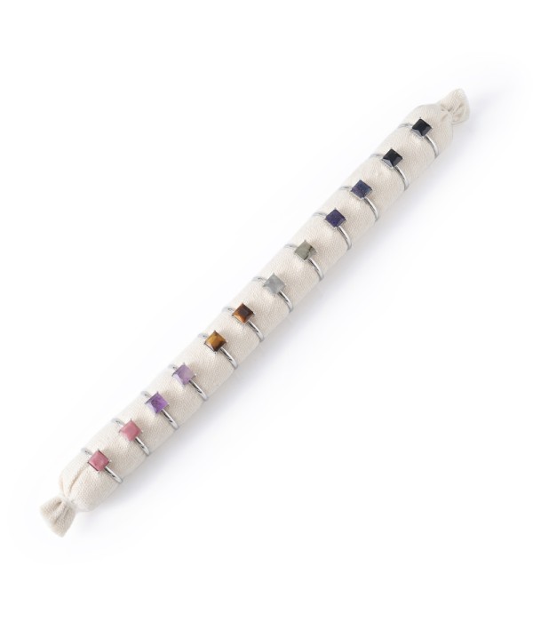 Conjunto de 12 anillos con piedras multicolores en forma de cuadrado(8x8mm)