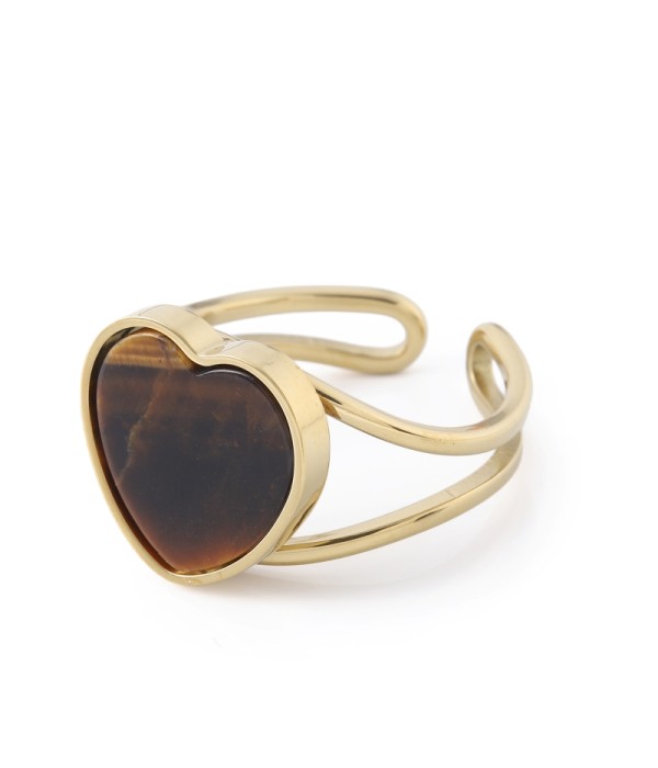 Anillo dorado con corazón de jade