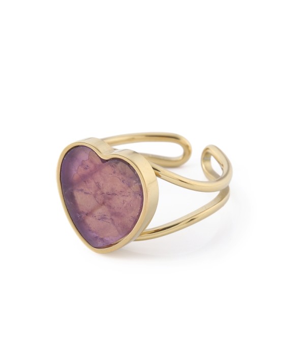 Anillo dorado con corazón de jade