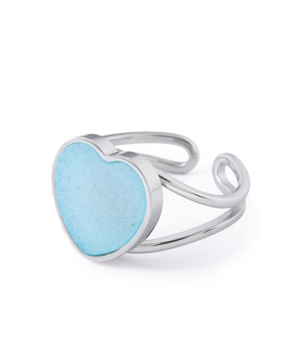 Anillo plateado con corazón de jade