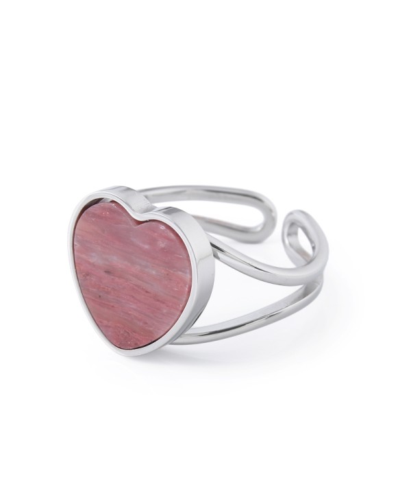 Anillo plateado con corazón de jade