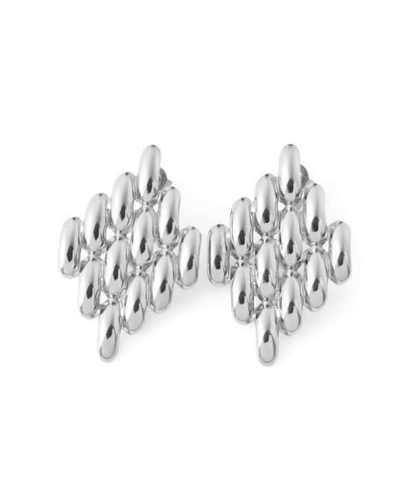 Pendientes plateados con módulos ovalados...