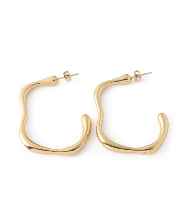 Pendientes de aro dorados con diseño ondulado...