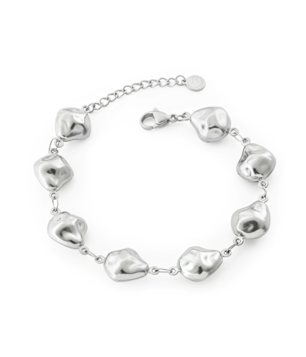 Pulsera plateada con eslabones irregulares