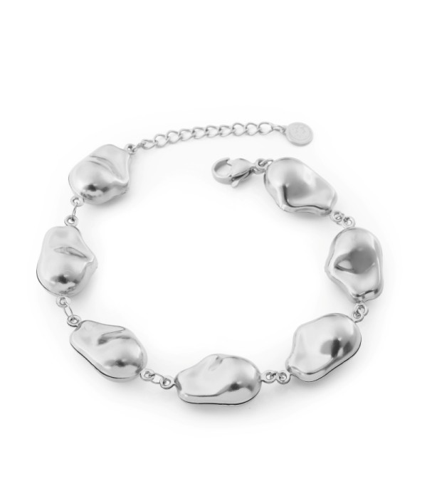 Pulsera plateada con eslabones irregulares
