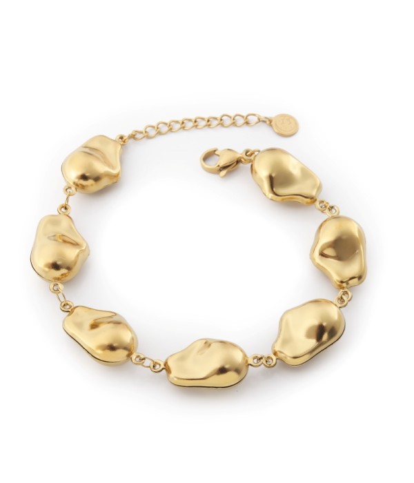 Pulsera dorada con eslabones irregulares