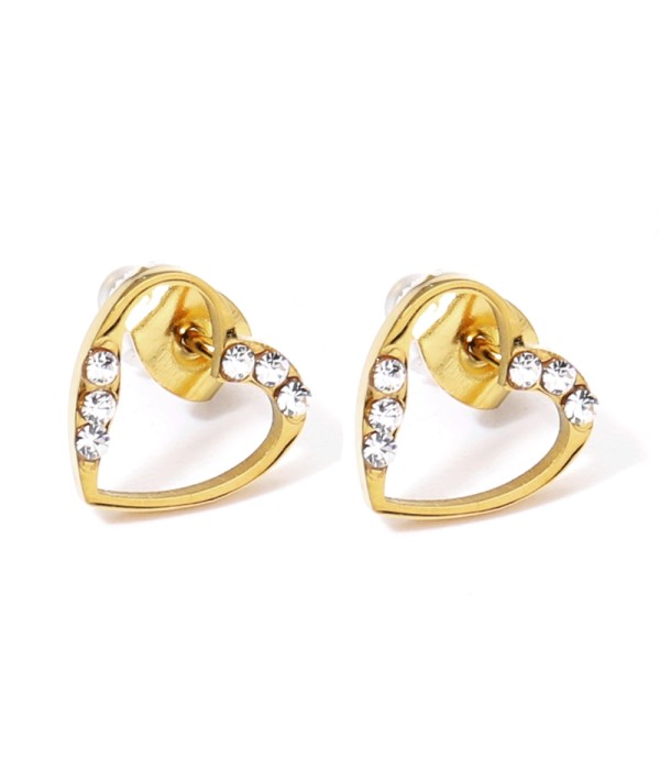 Pendientes dorados con corazón y detalles en circonitas