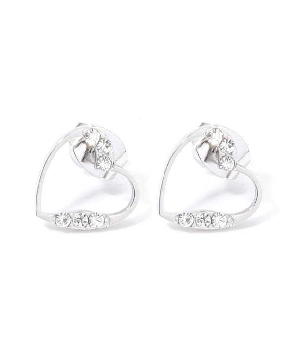 Pendientes plateados con corazón y detalles en circonitas