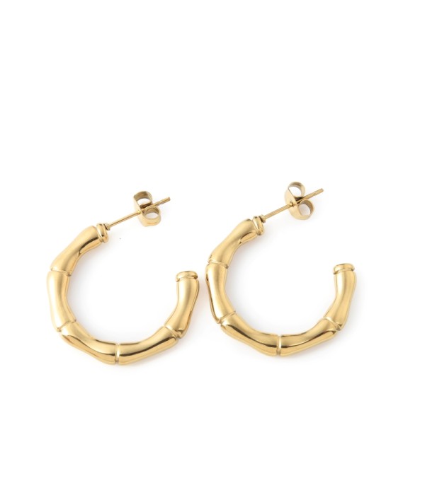 Pendientes de aro con diseño bambú(25mm)