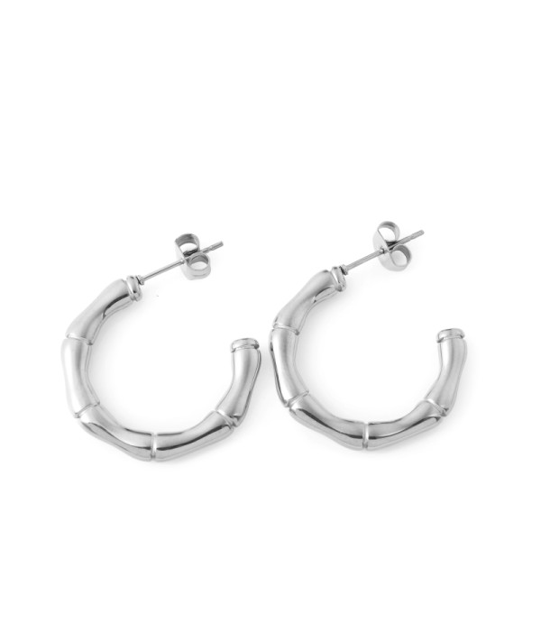 Pendientes de aro con diseño bambú(25mm) 2