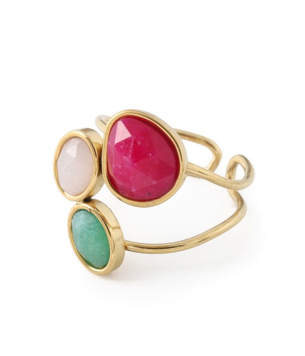 Anillo dorado con jade tricolor