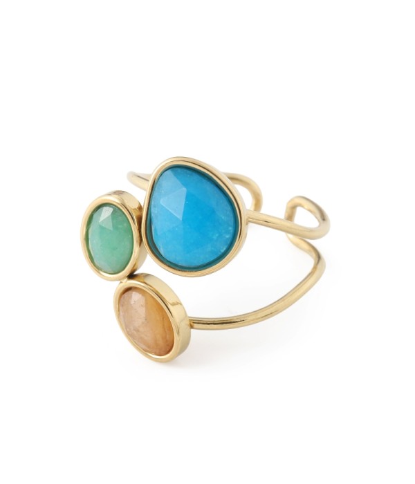 Anillo dorado con jade tricolor
