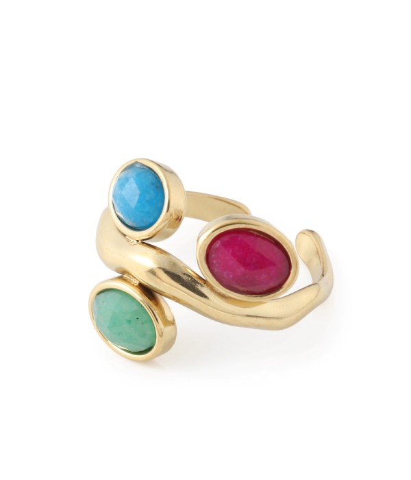 Anillo dorado con jade tricolor