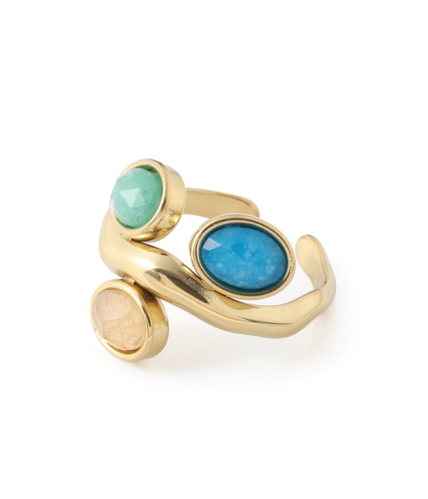 Anillo dorado con jade tricolor