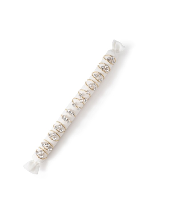 Conjunto de 12 anillos con cristales en colores variados