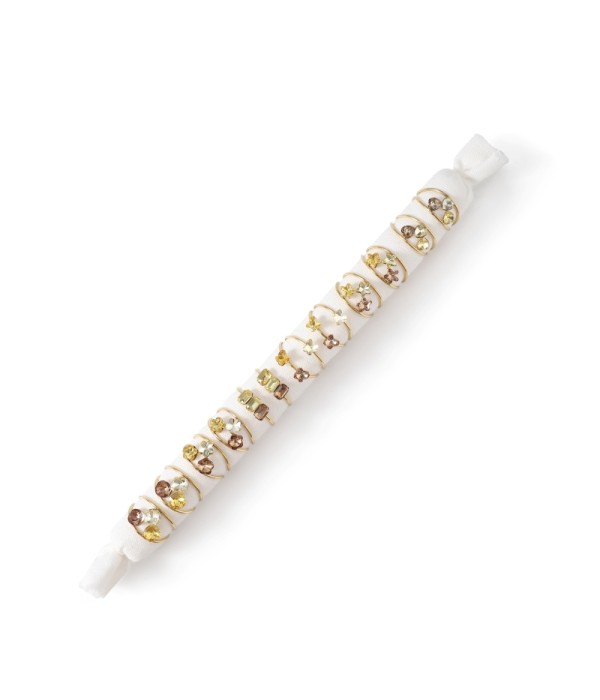 Conjunto de 12 anillos con cristales en colores...