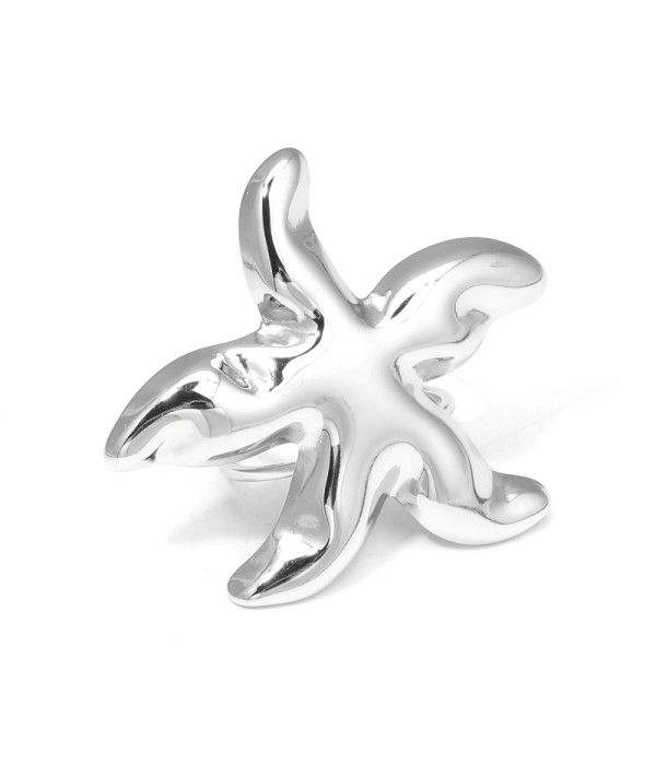 Anillo plateado de diseño estrella de mar