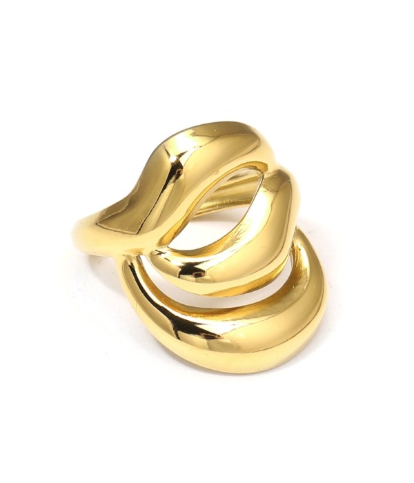 Anillo de tres líneas curvas anchas