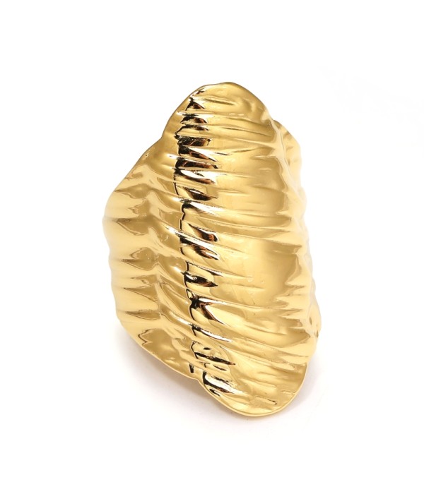 Anillo ancho con textura de ondas horizontales