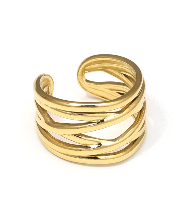 Anillo con diseño multi-banda entrelazado