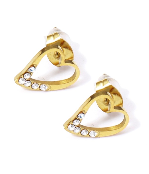 Pendientes dorados con corazón y detalles en circonitas