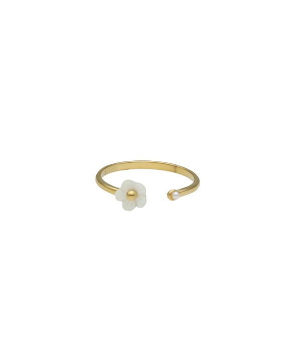 Anillo con flor blanca