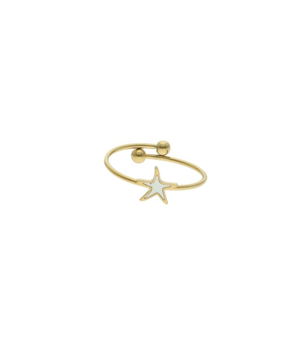 Anillo dorado con estrella de mar de nácar